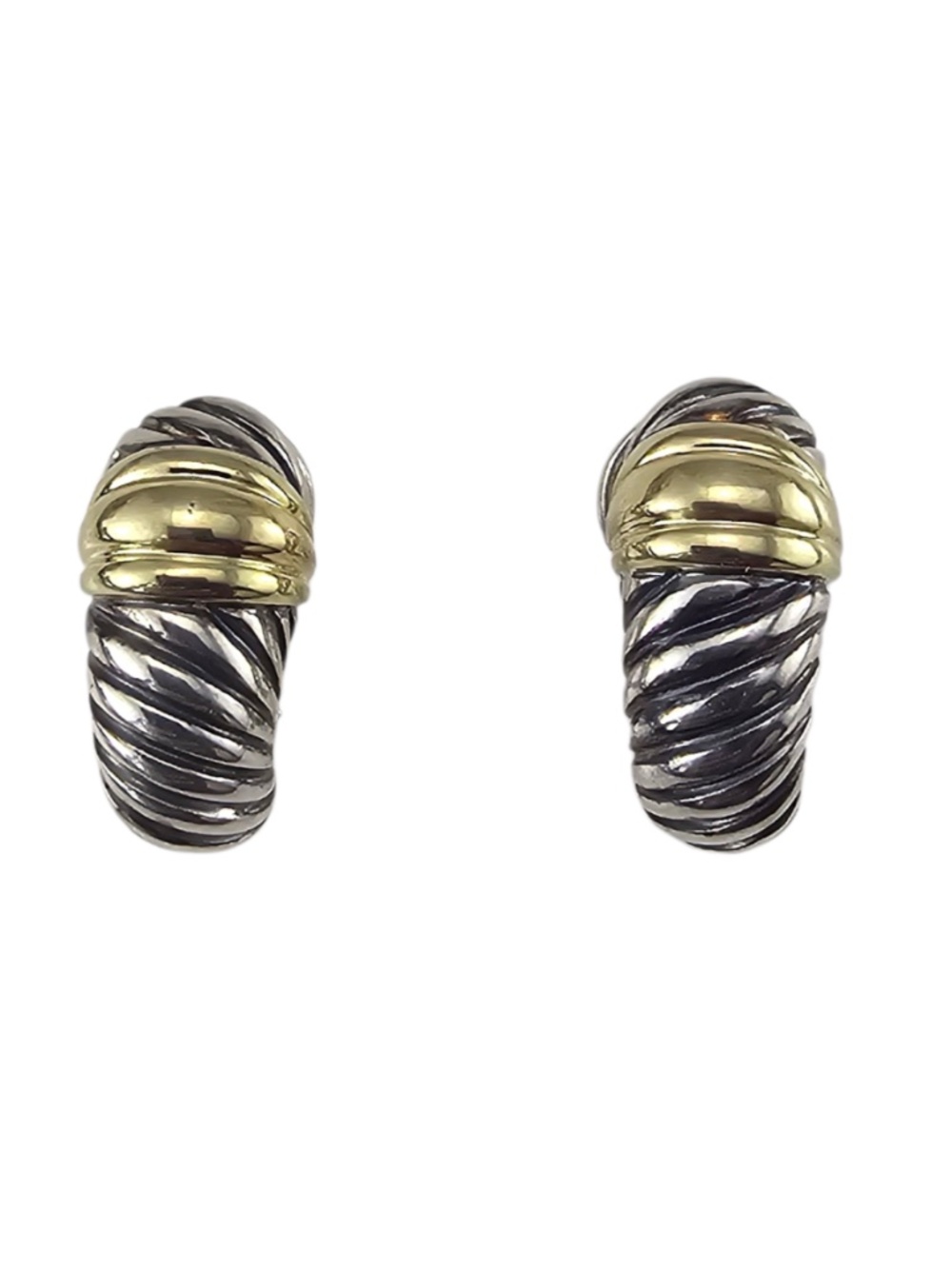 David Yurman Sterling Silver and 14K Yellow Gold Thoroughbred Earrings #24731